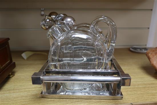 A Baccarat three decanter tantalus length 35cm